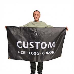 Drapeau promotionnel grand format imprimé numériquement avec logo personnalisé, durable, 100 % polyester, style sportif, pour événements intérieurs/extérieurs, spectacles, courses - Product Image 1