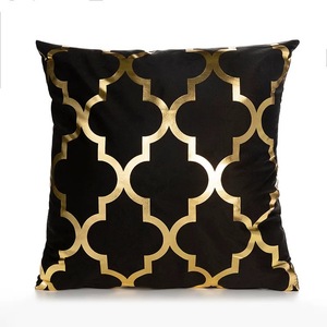 Nouveau Design <span class=keywords><strong>Housse</strong></span> de Coussin Décorative Feuillage Floral Doré Motif Géométrique Estampé Or - Product Image 5