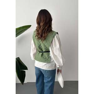 Ensemble chemise ceinturée et poncho kaki - Kaki - Product Image 5