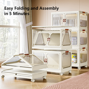 Nhựa ngăn kéo lưu trữ cho phòng ngủ nghiên cứu đồ chơi phòng văn phòng có thể gập lại Stackable lưu trữ thùng có nắp đậy - Product Image 5