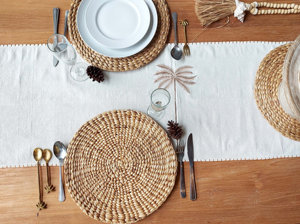 Manteles Individuales Redondos Artesanales de Jacinto de Agua, Decoración de Mesa Tejida Sostenible, Manteles de Paja Natural Aislantes del Calor para el Hogar y Bodas - Product Image 3