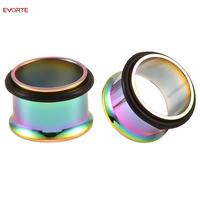 Evorte Vente en gros 0g 1G 316L Acier chirurgical Anneau de piercing de base pour oreille, tunnel, dilatateur d'oreille, plaqué or 18 carats