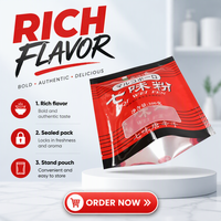 Sachet d'emballage plastique imprimé en héliogravure, personnalisé, à trois soudures, de qualité alimentaire, laminé, écologique et recyclable pour poudre de chili