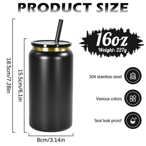 Factory <strong>Customized</strong> Blank Sublimation 16oz Stainless Steel Vacuum Insulated Beer Can Cups Glossy Matte Double Wall <strong>Mason</strong> <strong>Jar</strong> Mug - Product Image 3