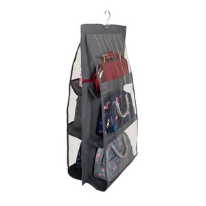 <b>Large</b> Clear Dust Hanging Handbag Storage Organizer with Hook NEW 6 Pocket Foldable Closet Systems & Organizers - Product Image 1