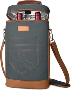 Bolsa térmica portátil con logotipo de diseño personalizado, bolso enfriador, a prueba de agua, aislante, con divisor, 2 botellas
