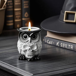 YS Skull <strong>Owl</strong> <strong>Candle</strong> Jars Silicone Molds Gypsum Storage Box Plant Potted Casting Mould DIY Halloween Decoration Making Supplies - Product Image 2