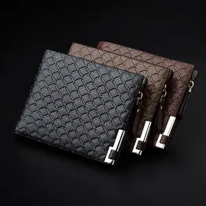 Benutzer definierte Herren Cross Casual Wallet Mode Geprägte Hardware Clip Reiß verschluss Münz geldbörse Minimalist ische Reisepass Brieftasche