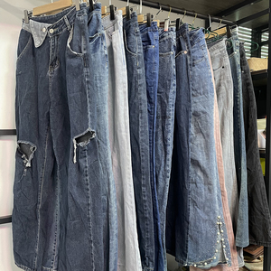 Haute qualité utilisé dames jean pantalon ample jambe large été Denim vêtements d'occasion pour les femmes en gros <span class=keywords><strong>Stock</strong></span> - Product Image 3