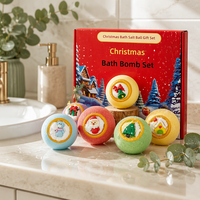 Coffret Cadeau de Sels de Bain de Noël en Gros, Lot de 12 Boules Nettoyantes Anti-Excès de Sébum en Forme de Jouet, 80g, pour Amis et Famille