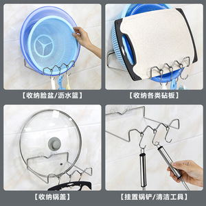 Kaiwang Stainless Steel Towel Rack 4 <b>Hooks</b> Self Adhesive Wall Mount No Installation Required Bathroom Storage - Product Image 5