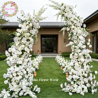 Arche de mariage en forme de corne, fleurs artificielles en soie blanches, décoration de toile de fond pour les mariages