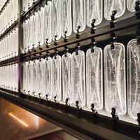 LZX Feuilles suspendues en verre plat massif à bulles en acier inoxydable Décoration industrielle pour mur-rideau extérieur
