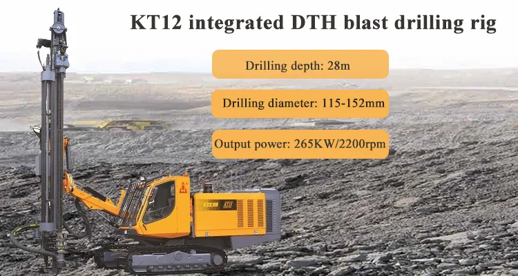 Taladro de agujero de explosión DTH integrado automático KT12 265KW de alta calidad con compresor de aire
