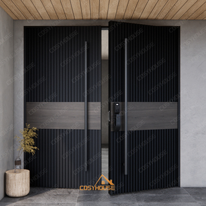 Doubles portes de sécurité en fonte d'aluminium de luxe sur mesure Verre cannelé AS/NZS Entrée principale de la maison de villa - Product Image 4