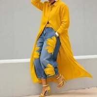Ensemble pantalon et haut long 2 pièces décontracté en polyester et élasthanne à motif imprimé, style transfrontalier euro-américain, pour femme, collection 2026