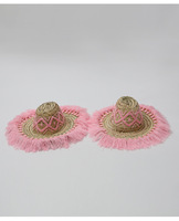 Chapeau en paille de palmier Pandanus tissé à la main, style tribu marocaine, avec des glands