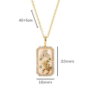 판화 주얼리 18K 금도금 스테인리스 스틸 별자리 사각 펜던트 지르콘 점성술 목걸이 - Product Image 2