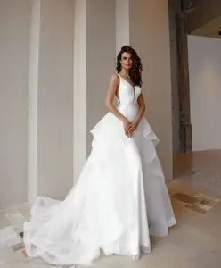 Vestidos de casamento abito da sposa, vestidos de noiva com apliques 2 em 1, saia destacável, vestidos de noiva 2023