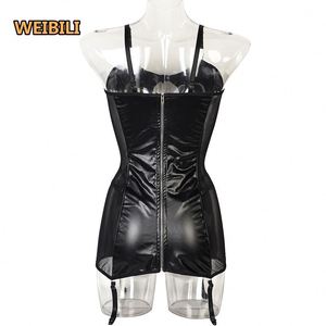 Vente chaude 2 pièces ensemble de sous-vêtements avant découpe <span class=keywords><strong>Bustier</strong></span> maille cuir couture body ensemble femmes Sexy Lingerie <span class=keywords><strong>et</strong></span> <span class=keywords><strong>porte</strong></span>-jarretelles - Product Image 3