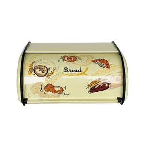 Boîte à pain en métal de style moderne Boîte de stockage de pain de qualité alimentaire peu encombrante Boîte à pain personnalisée Couvercle de planche à découper en bambou - Product Image 5