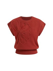 OEM & ODM Factory Floral Sweater <b>Vest</b> Wholesale Crew Neck Loose Fit Knitwear Casual Sleeveless <b>Knit</b> Top <b>Women</b> Clothing - Product Image 5