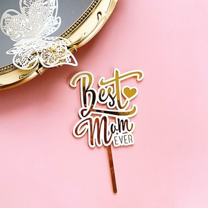 Acrylic <strong>Best</strong> MOM Birthday Party Cake Topper Golden Thanksgiving Mothers Day Love <strong>Mum</strong> Holiday Cake Decoration - Product Image 6