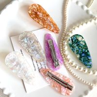 Pinces à cheveux colorées en acétate en forme de goutte d'eau, motif coquillage nacré, faites à la main, accessoire féminin pour le quotidien, les fêtes et les cadeaux