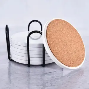 Sous-verre en céramique hexagonal rond <span class=keywords><strong>isolant</strong></span> thermiquement, tapis de tasse carré, sous-verre vierge en céramique pour sublimation, personnalisation du design - Product Image 4