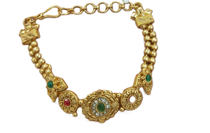DIVYORO Classic Luxury Intricate Filigree Gold Plated <b>Copper</b> Brass <b>Bracelet</b> Featuring Gemstone Cluster Women's Festive Fashion - Product Image 3