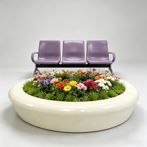 Fiberglass Integrated Planter <b>Stool</b> Custom Modern Outdoor Chair Weather Resistant Planter Bench for Garden Landscapes - Product Image 2