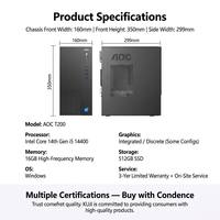 Computadora de Escritorio AOC Rongguang T200 I3 12100 16G 512 SSD, para Hogar, Oficina, Diseño, Juegos, Consola, Máquina Completa