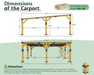 <span class=keywords><strong>Abri</strong></span> de voiture extérieur en cèdre 20 'x 20', support de neige pour garage, résistance au vent, PowerPort, <span class=keywords><strong>abri</strong></span> pour protéger les voitures - Product Image 2