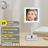 Miroir de Maquillage Carré LED Intelligent pour Salle de Bain, Température de Couleur Réglable, Garantie 5 Ans, Idéal Hôtels et Appartements