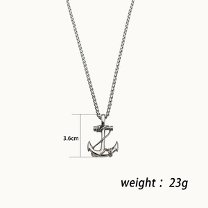 Stainless Steel Anchor Pendant Necklace Men's Punk Hip Hop Style Jewelry Geometric Themed Charm Fashion Accessory - Product Image 4