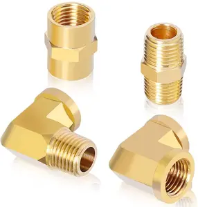 Adaptor Reducer 90 Derajat Barstock Tee 1/4 "Pria Wanita Pipa Kuningan Pas Jalan Siku Hex Nipple