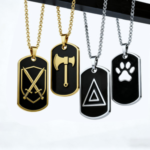 Ciondoli con emblema in oro nero personalizzati <span class=keywords><strong>accessori</strong></span> per collo stile tendenza da gioco per collana per animali domestici catena sportiva e membri delle forze armate - Product Image 4
