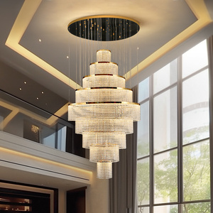 Candelabro de anillo LED de cristal de lujo moderno, luz colgante de decoración interior para vestíbulos de hotel, escaleras, villas y espacios privados - Product Image 3