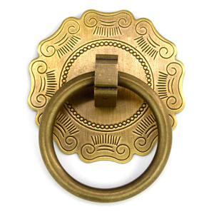 Anneau de traction en laiton pur de style chinois pour portes et armoires en bois, installation facile, surface polie - Product Image 5