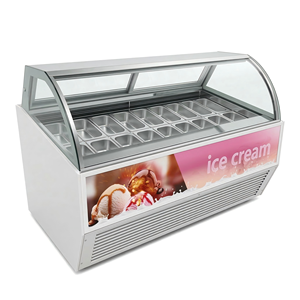 Vitrine Réfrigérée Commerciale pour Gelato et Crèmes Glacées, 12/16 Bacs, Verre Courbé, Congélateur pour Sucettes Glacées, Idéale pour Salons de Crème Glacée - Product Image 1