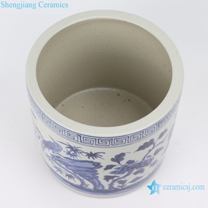 RZFH18-B-C-D Jingdezhen <span class=keywords><strong>bleu</strong></span> et blanc peint à la main en forme de cylindre pot de <span class=keywords><strong>fleur</strong></span> en porcelaine pour la maison ou le <span class=keywords><strong>jardin</strong></span> - Product Image 4