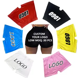 Custom Logo Solid Color Printed Biker Shorts Plus Size Good Stretchy Designer Snack Shorts Custom Gym Shorts For Women