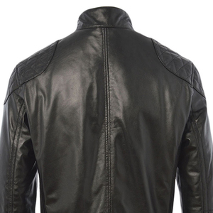 Men's Genuine <b>Leather</b> <b>Jacket</b> Breathable Stand Collar Solid Black Regular Fit Autumn/<b>Winter</b> Outerwear 2026 Custom Vintage - Product Image 5