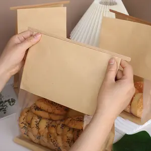 Petit sac d'emballage en papier kraft brun d'emballage de hot-dog sandwich sulfurisé personnalisé écologique avec attache en étain