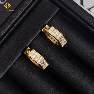Factory Direct Hip Hop Style 925 <b>Silver</b> High Quality Gold Plated <b>Hoop</b> VVS Moissanite <b>Earrings</b> - Product Image 6