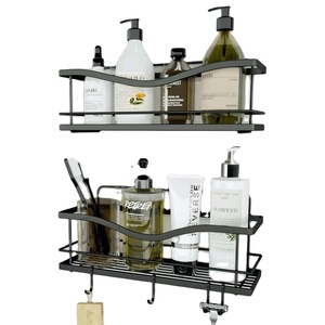2PCS Pack Bathroom Shelf Storage Rack Organizer Basket Wall Mounted Shower Caddy Bathroom Shelves