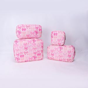 กระเป๋าจัดระเบียบเครื่องสำอางแบบพกพา ทำจากไนลอนกันน้ำ พิมพ์ลายโบว์ได้ตามต้องการ น้ำหนักเบา ใช้ซ้ำได้ เป็นมิตรกับสิ่งแวดล้อม เหมาะสำหรับการเดินทาง - Product Image 1
