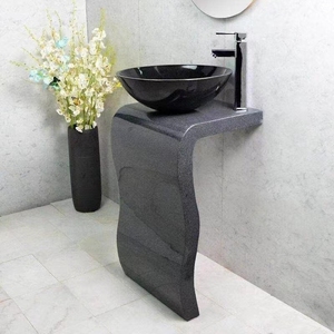 Outdoor Granit Stein freistehend 7 Form Wand hing Half Podest Becken Waschbecken - Product Image 2