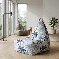 Fauteuil pouf triangulaire durable en toile de polyester imprimée, hydrofuge et anti-humidité, anti-moisissure pour usage intérieur
