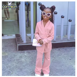 Conyson Autumn Children's Clothing New Wear 2023 Spring Fashion Cute Long Sleeve Two Pieces Suit Solid Color Two-piece Girls Set
